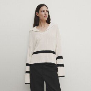 MASSIMO DUTTI Modal/ Cotton Blend Collared Relaxed Fit Sweater Size Small